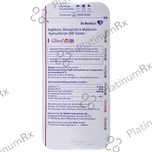 Glimy M V 2/500/0.2mg Tablet SR 10s