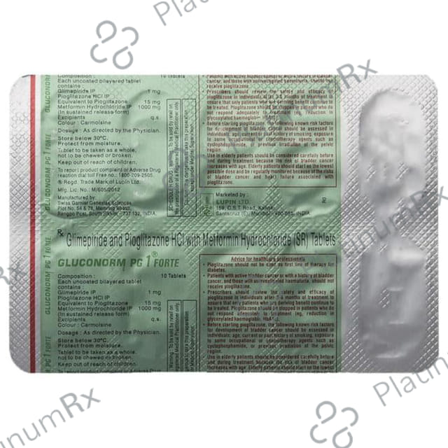 Gluconorm PG Forte 1/15/1000mg Tablet SR 10s