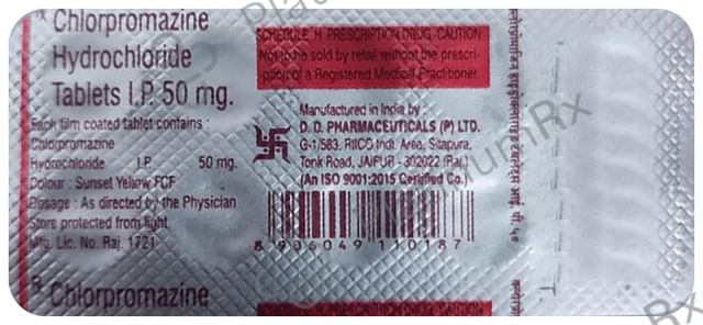 Chlorpromazine Hydrochloride 50mg Tablet