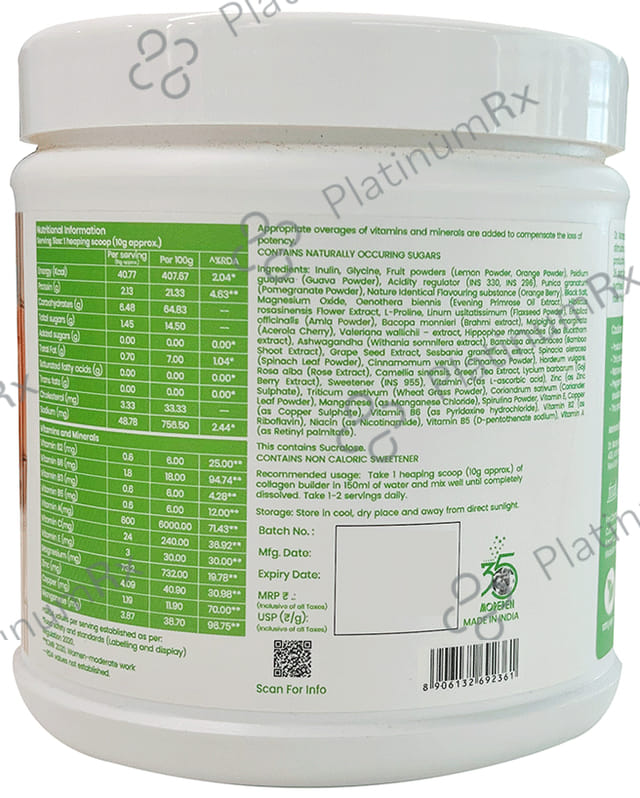 Dr. Morepen Natural Collagen Builder with Biotin & Vitamin C - For Skin, Hair, Nails - Flavour Orange & Berry