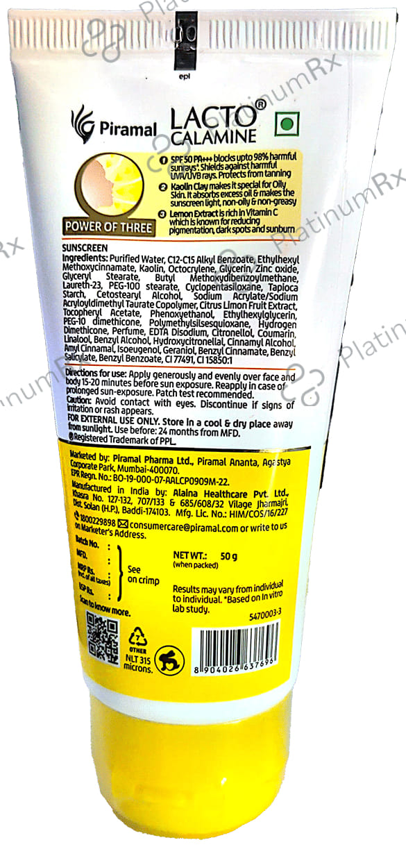 Lacto Calamine Sunscreen Kaolin Clay 50gm