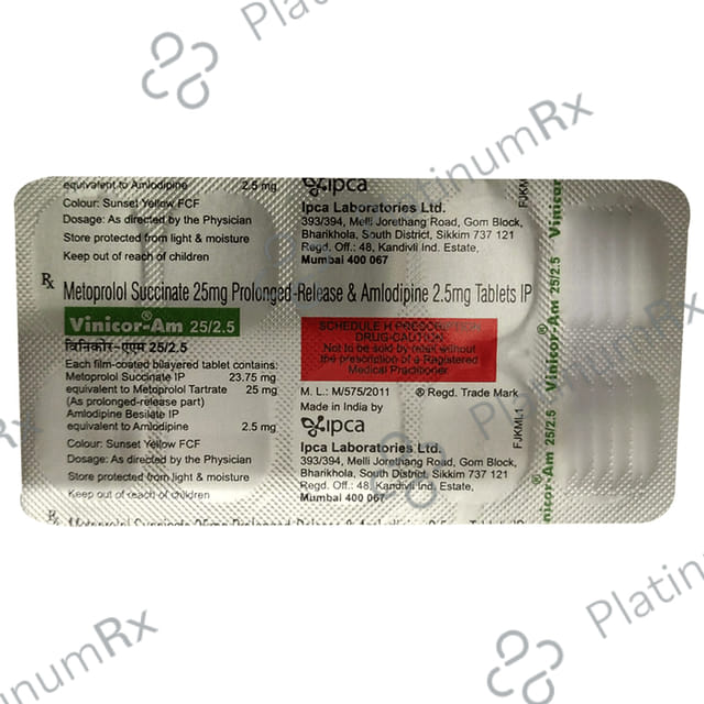 Vinicor AM 25/2.5mg Tablet PR 10s