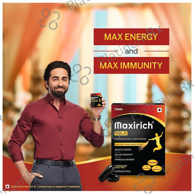 Maxirich Gold Daily Supplement With Ginseng Extract Multivitamin For Energy, Immunity & Memory Capsule 30s