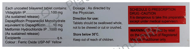 Vildapride DM 10/1000/100mg Tablet SR 10s