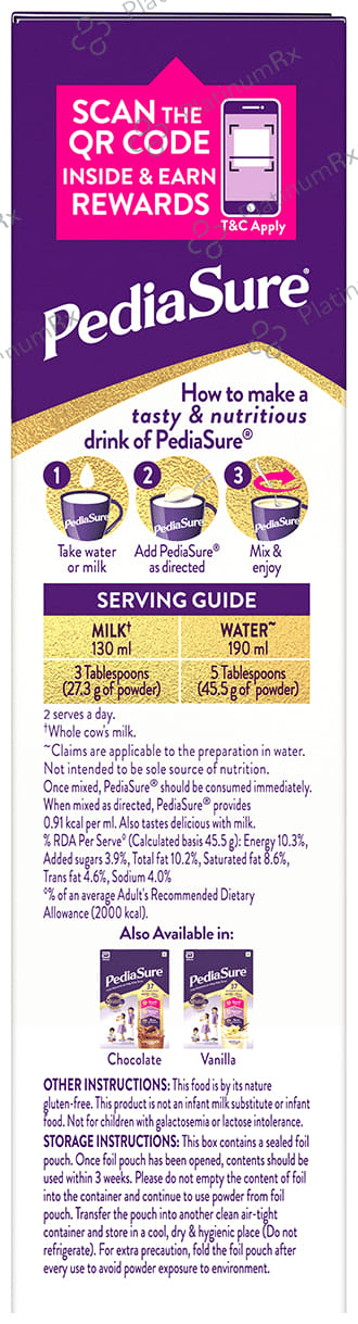 PediaSure Zero Sucrose Drink Kids Grow Vanilla Flavour Powder 400gm