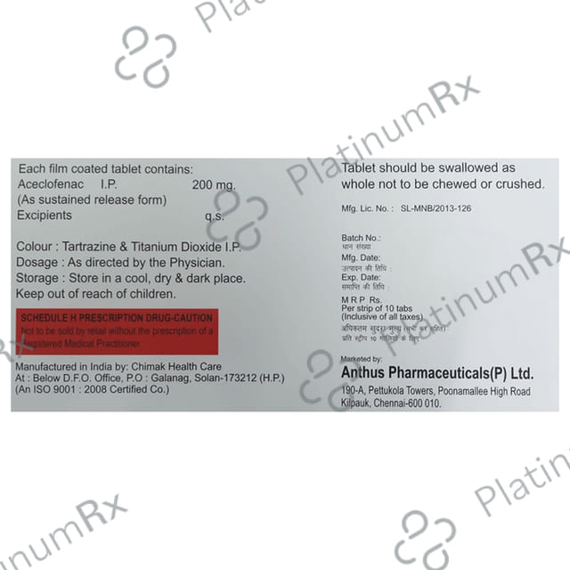 Aceclan 200mg SR Tablet 10s