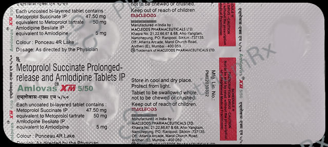 Amlovas XM 5/47.5mg Tablet PR 10s
