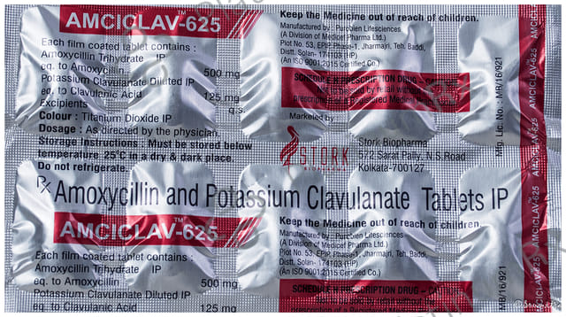 Amciclav 625 500/125mg Tablet 10s