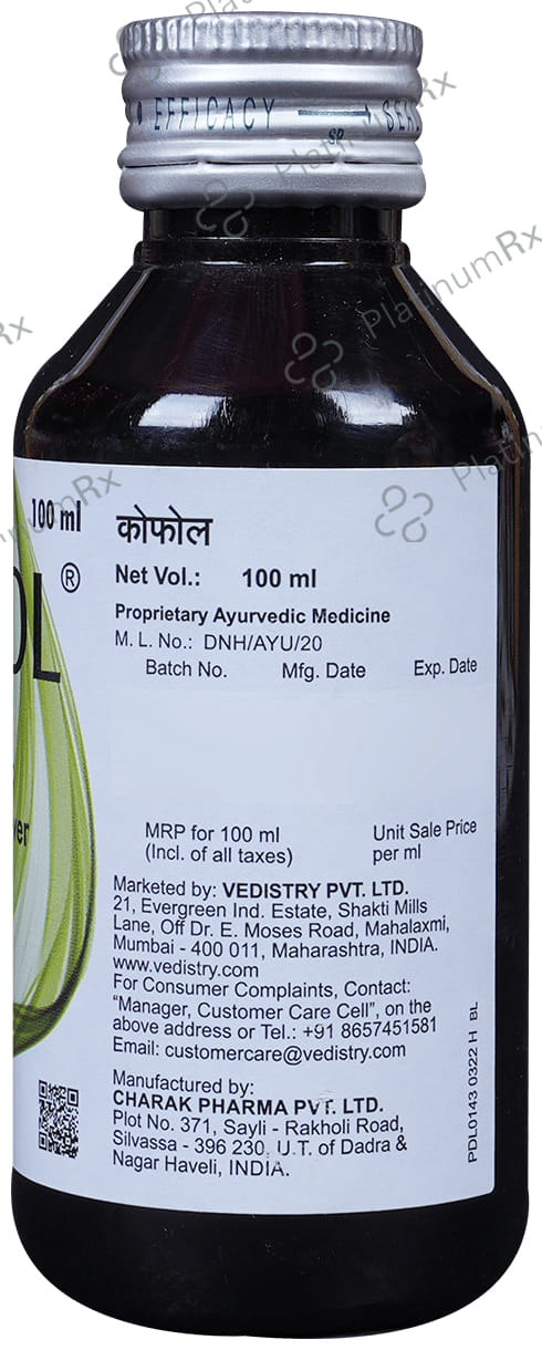 Charak Kofol Ayurvedic Syrup for Cough Relief 100ml