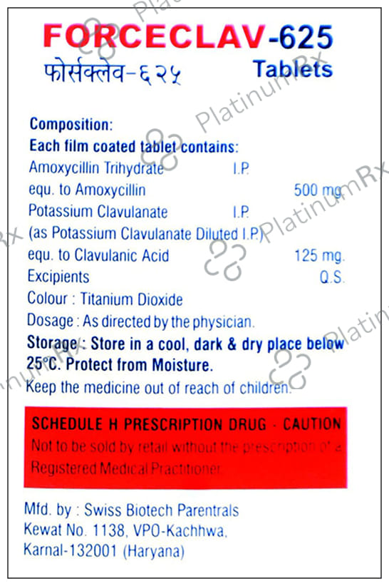 Forceclav 625mg Tablet 6s
