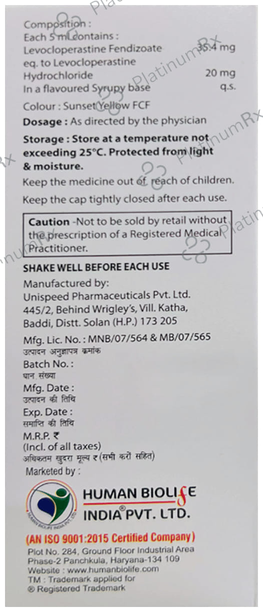 Costus 20mg LC Oral Suspension Orange 100ml
