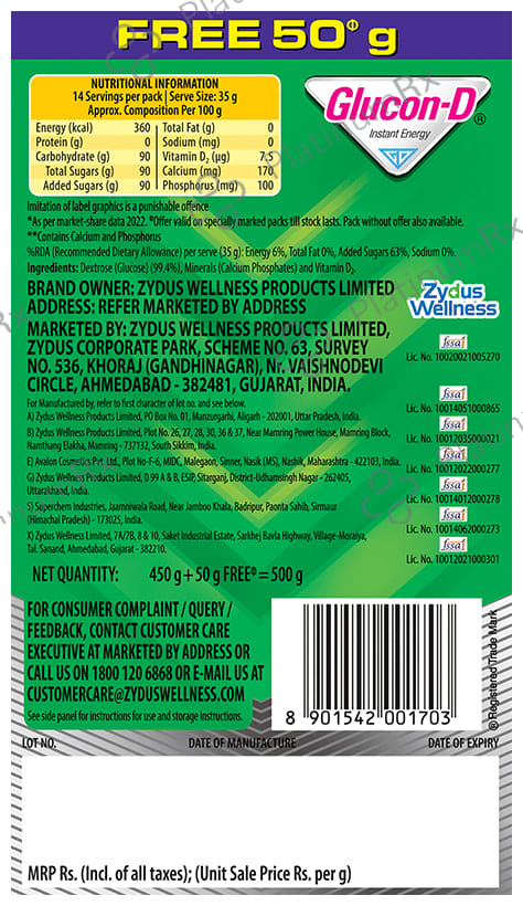 Glucon D Energy Drink Tangy Orange Flavour Powder 200gm
