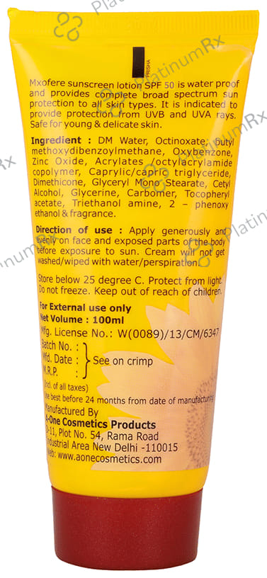Mxofere SPF 50 Sun Screen Lotion 100ml
