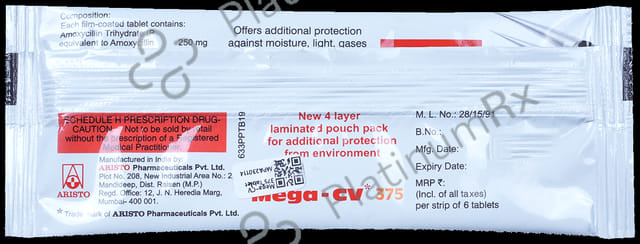 Mega CV 375 250/125mg Tablet 6s