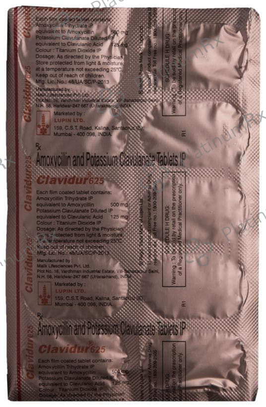 Clavidur 500/125mg Tablet 10s