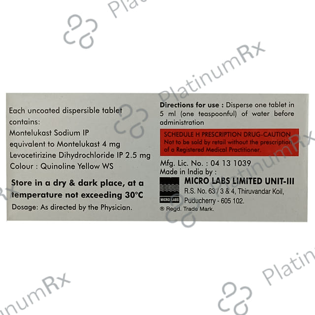 Allercet M Kid DT 2.5/4mg Tablet 10s