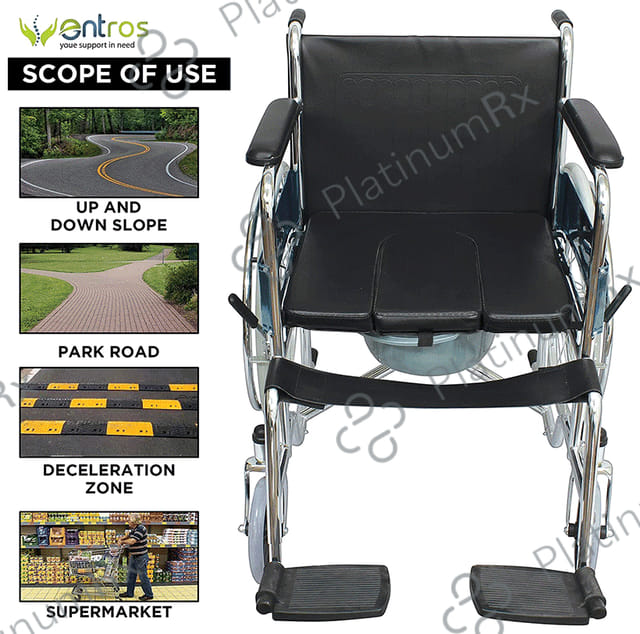Entros KL609U Lightweight Wheelchair with Commode Seat Cushion & Pot