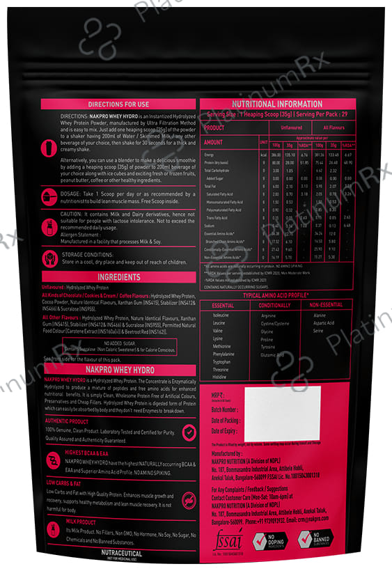 Nakpro Nutrition Whey Hydrolyzed Mango Flavour Protein Powder 1kg