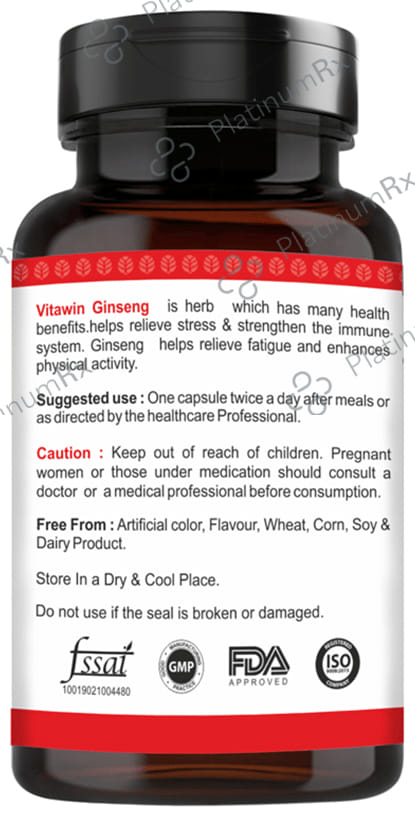 Vitawin Ginseng 500mg Vegetarian Capsule