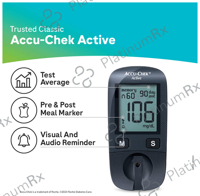 Accu Chek Active Blood Glucose Monitoring System 10s Test Strips Free Kit 1s