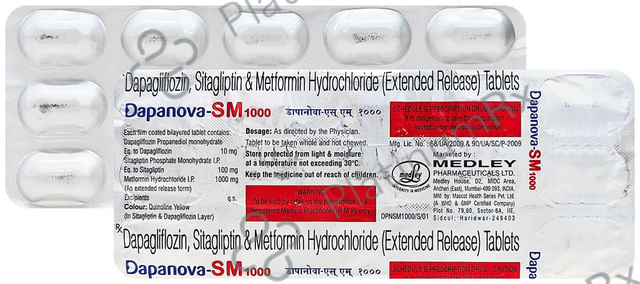 Dapanova SM 10/1000/100mg Tablet 15s