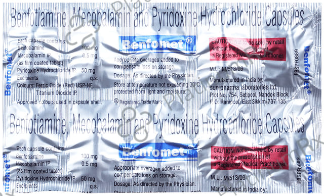 Benfomet 100/50mg/500mcg Capsule 10s