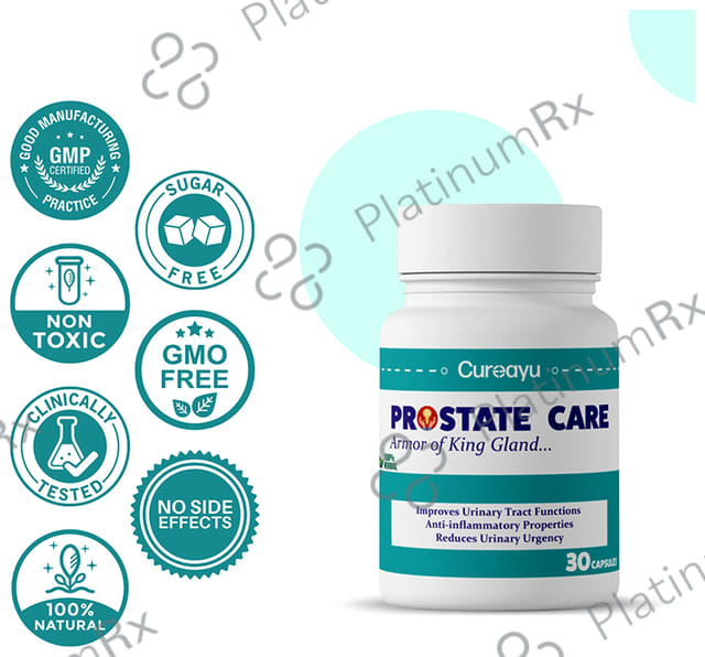 Cureayu Prostate Care Capsule- For Healthier Prostate Functions - Slows Down Aging Effects - Controls Frequency and Urgency of Urination