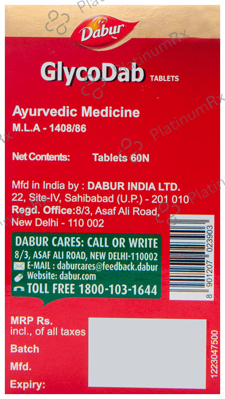 Dabur Glycodab Ayurvedic Tablets - For Blood Sugar Management & Metabolism
