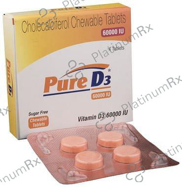 Pure D3 60000IUChewable Sugar Free Tablet 4s