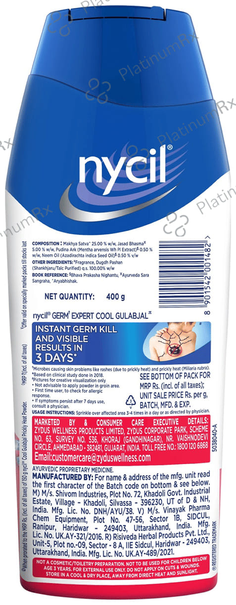 Nycil Germ Expert Prickly Heat Cool Gulabjal Powder