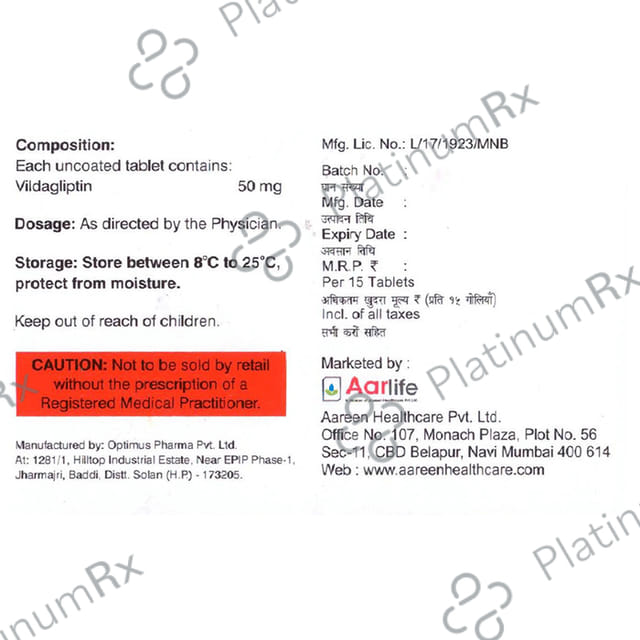 Vildazeal 50mg Tablet 15s