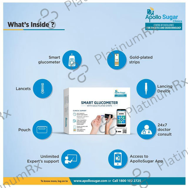 Apollo Sugar Glucome Glucometer with 200 Glucome Strips