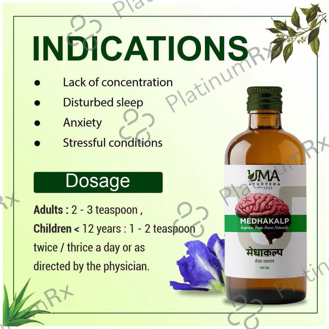 Uma Ayurveda Medhakalp Syurp for Improving Brain Power Naturally