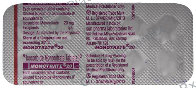 Monotrate 20mg Tablet 10s