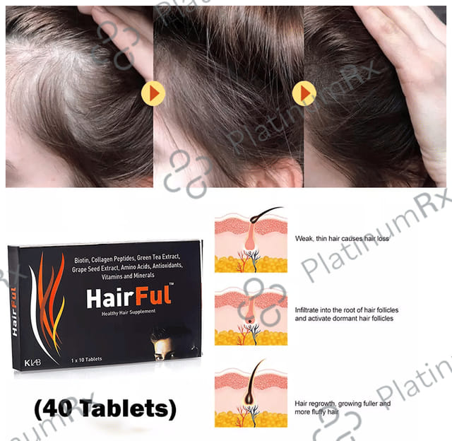 HairFul Tablet for Women & Men Hair Care (10 Each) 3 Strip