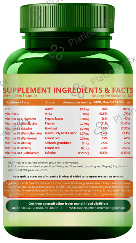 Himalayan Organics Plant Based Zinc Vitamin C Vegetarian Capsule