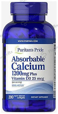 Puritan's Pride Absorbable Calcium 1200mg Plus Vitamin D3 1000IU Rapid Release Soft Gelatin Capsule 200s