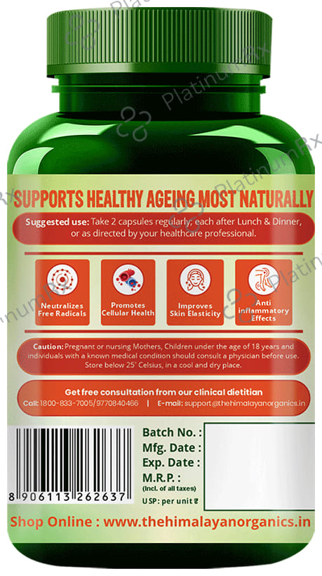Himalayan Organics Naturally Sourced Astaxanthin 4mg Vegetarian Capsule
