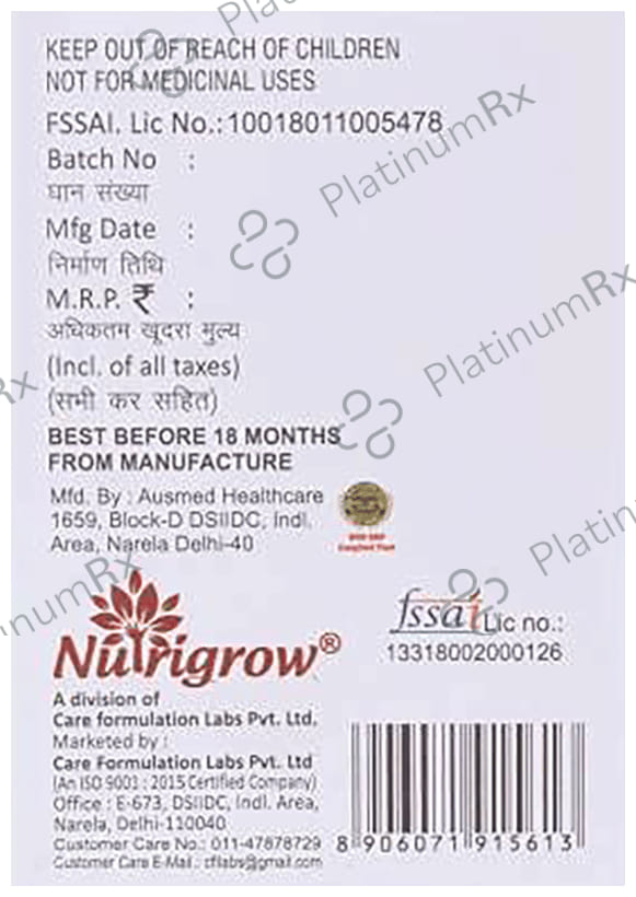 Nutrigrow L-Arginine with Grape Seed Extract for ADMA Activity - Flavour Orange
