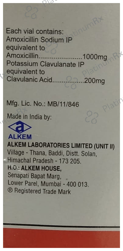 Clavam 1000/200mg Injection 1s