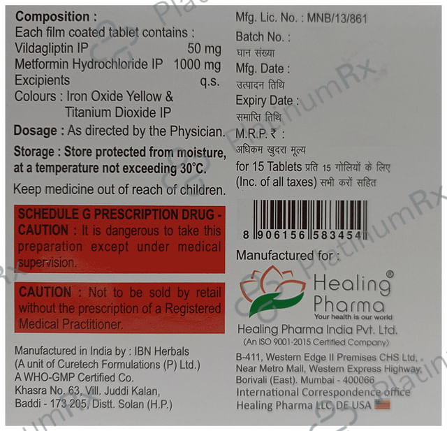Vildasmart M 50/1000mg Tablet 15s