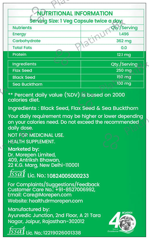 Dr. Morepen Veg-Omega 3-6-7-9 - Capsule for Heart, Brain & Joint Health