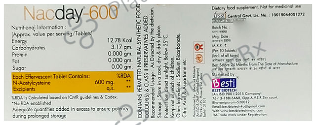 Nacday 600 Effervescent Tablet Delicious Orange Sugar Free