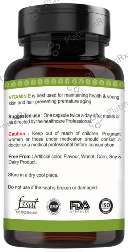 Vitawin Vitamin E 10mg - Vegetarian Capsule for Skin, Eyes, Heart & Immunity