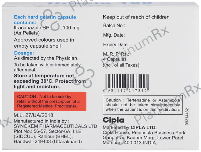 Itracip 100mg Capsule 4s