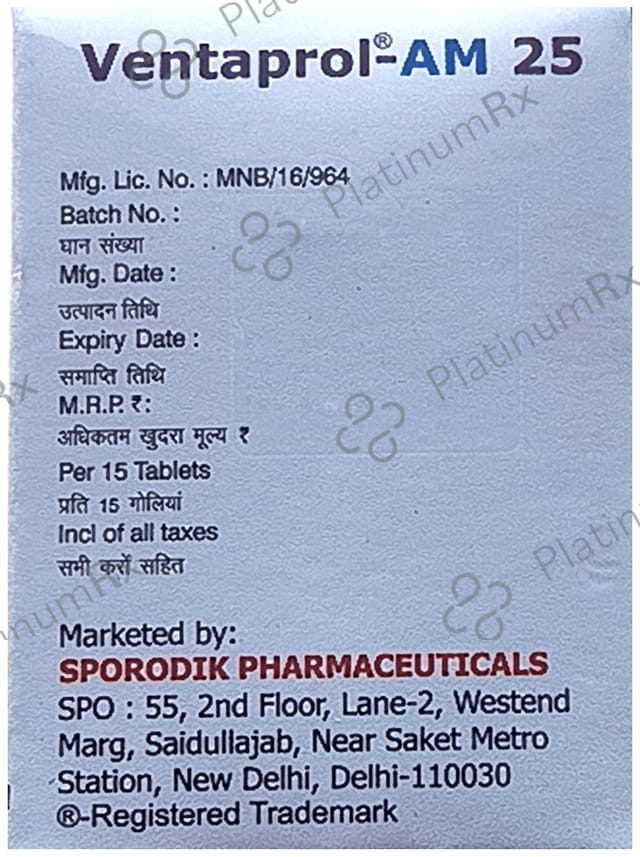 Ventaprol AM 5/25mg Tablet PR 15s