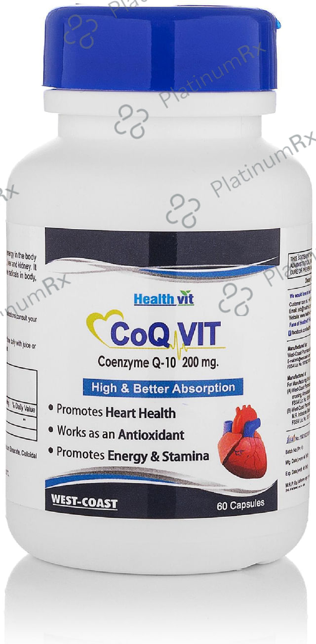 HealthVit Co-Qvit 200mg - For Energy, Stamina, Heart Health & Antioxidant Support - Capsule
