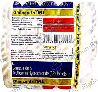 Glimsentro M1/500mg Tablet SR 15s
