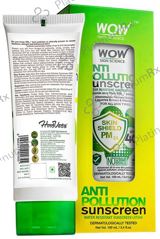 WOW Skin Science Anti Pollution Sunscreen Lotion SPF 40 Lotion 100ml (Kapco)