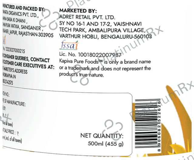 Kapiva A2 Desi Pure Foods 100% Organic Cow Ghee - Good Fats for Healthy Heart
